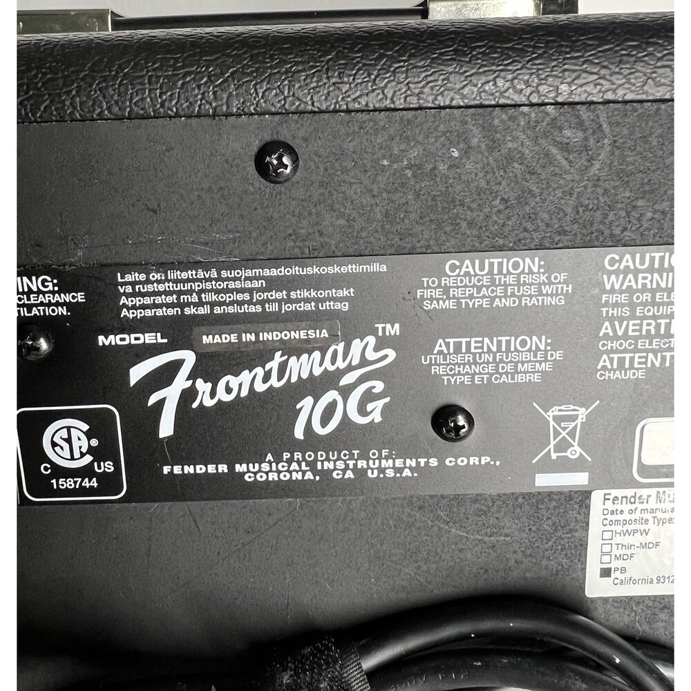 Fender Frontman 10G Type PR357 Guitar Amplifier-Tested/Working - Picture 7 of 8